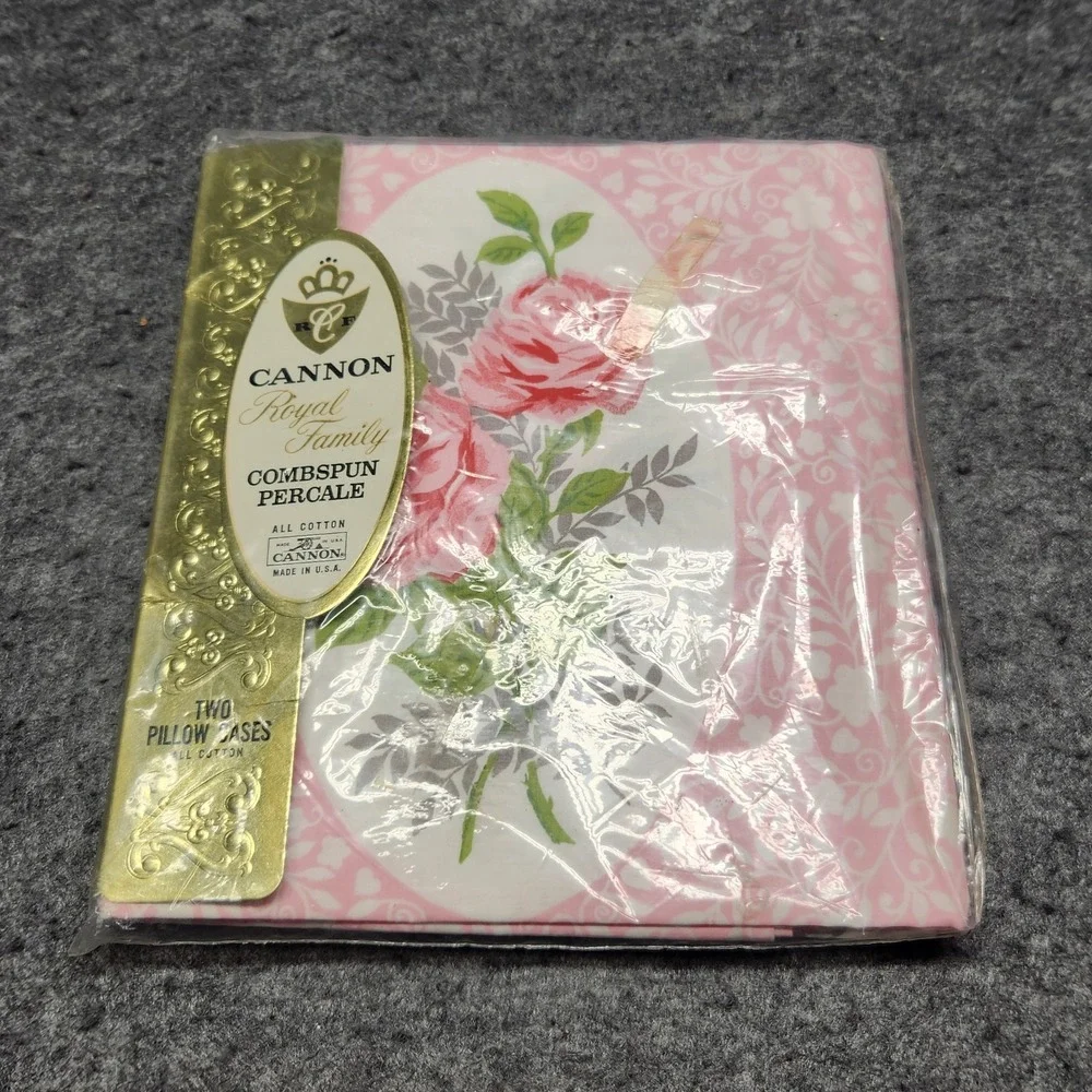 Cannon Embassy Rose Floral Double Bed Sheets Fitted Flat Pillowcases Towels NOS